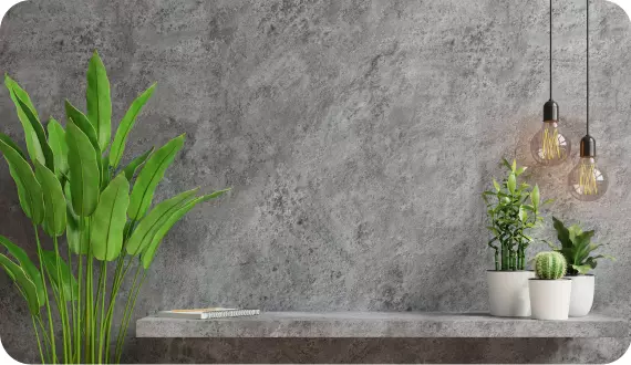 betonowa ściana z roślinami